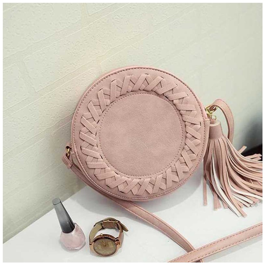 KW80774 Women's Tassel Sling Bags Light Pink