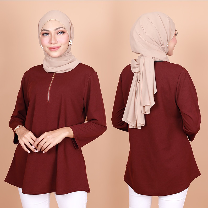 QA-786 ZIPPER BLOUSE MAROON