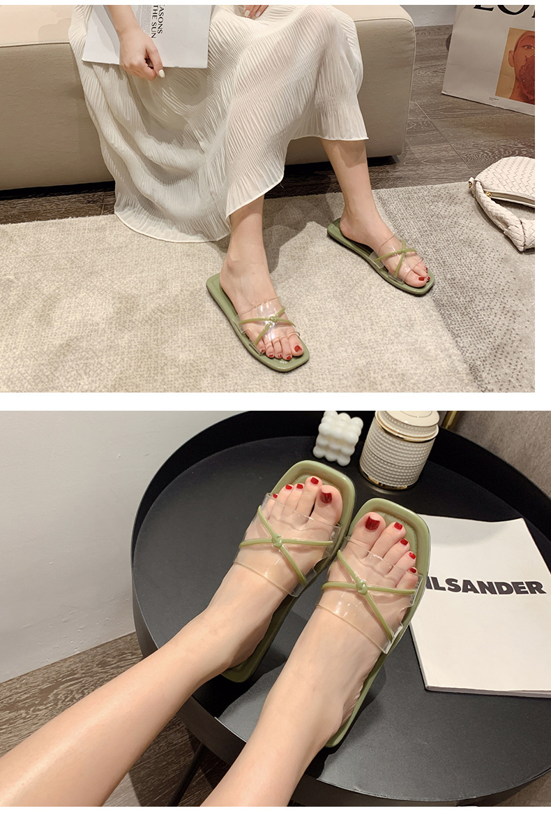 QA-788 TRENDY TRANSPARENT SANDALS GREEN