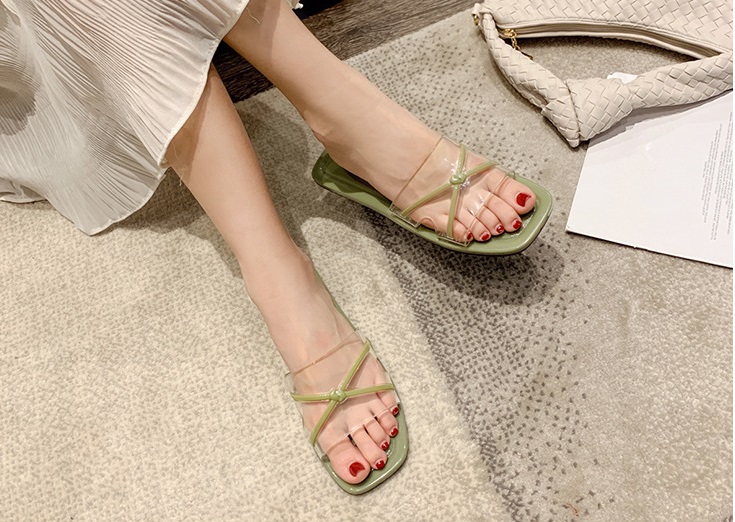 QA-788 TRENDY TRANSPARENT SANDALS GREEN