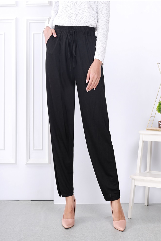 QA-792 STYLISH PEGGED PANTS BLACK