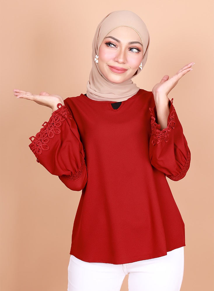 QA-795 MUSLIMAH V BLOUSE RED