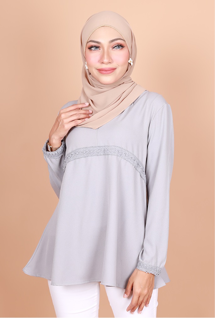 QA-796 MUSLIMAH BLOUSE GREY