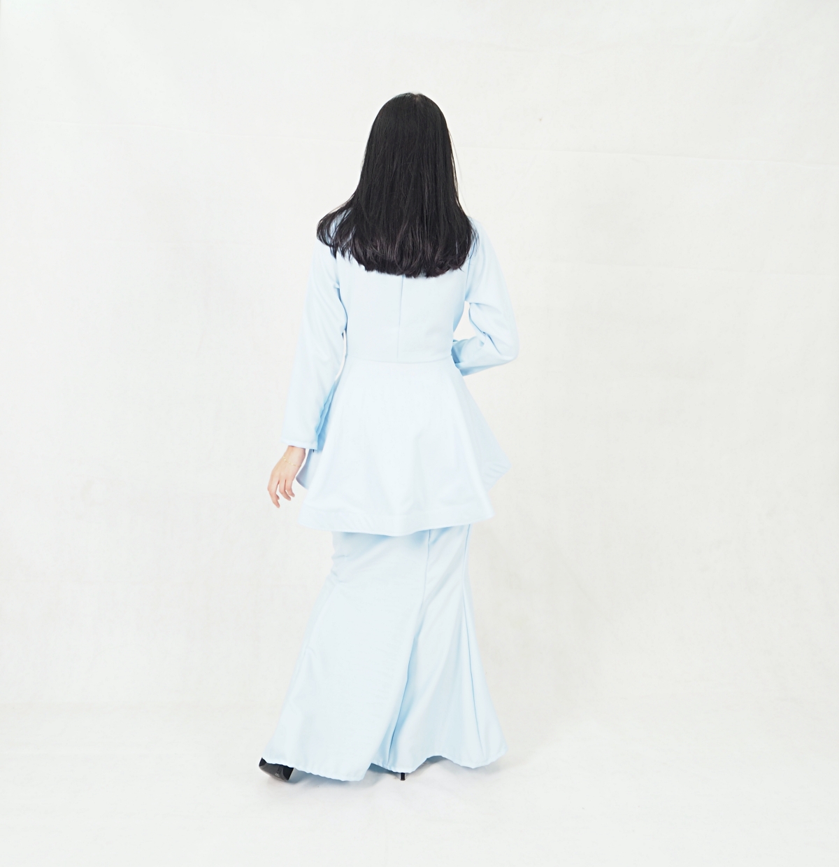 SW5379 Peplum Fishtail Baju Kurung Baby Blue