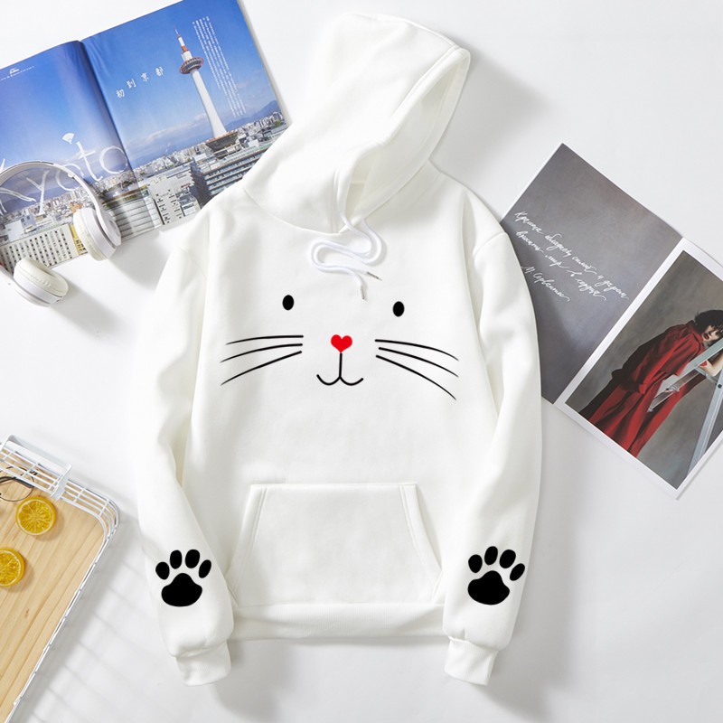 KW80805 Cat Women's Hoodie White