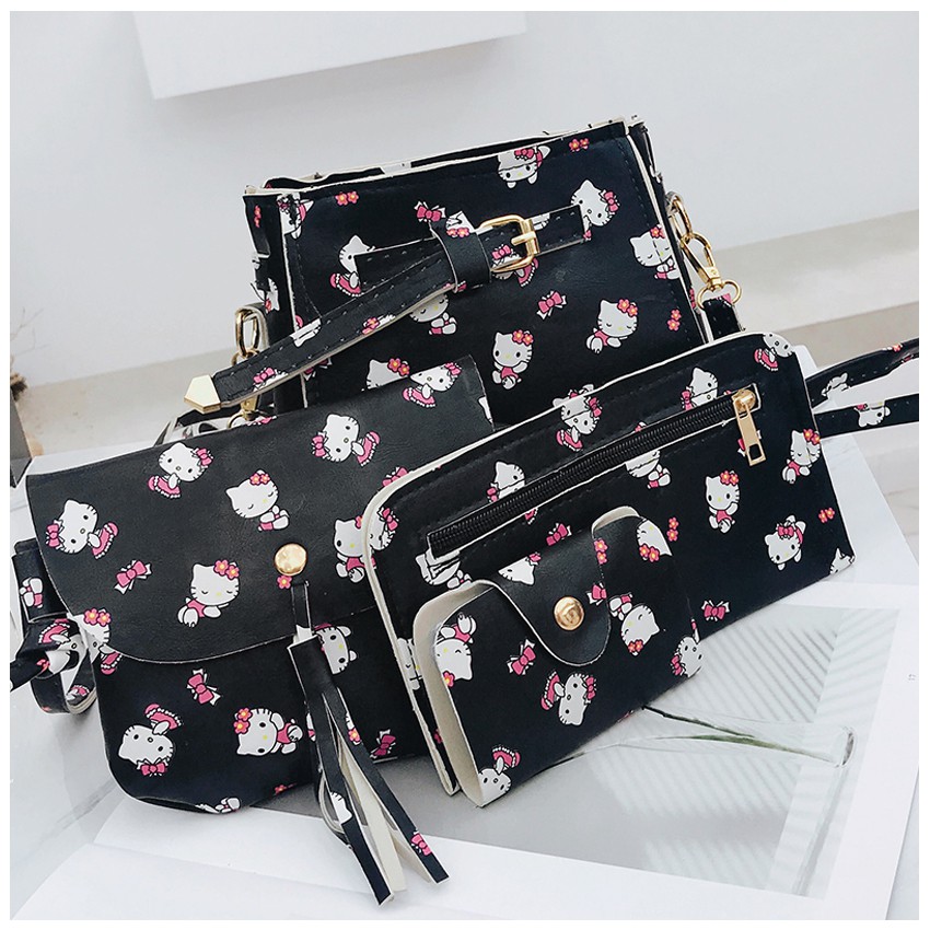 KW80841 4 In 1 Hello Kitty Bag Black