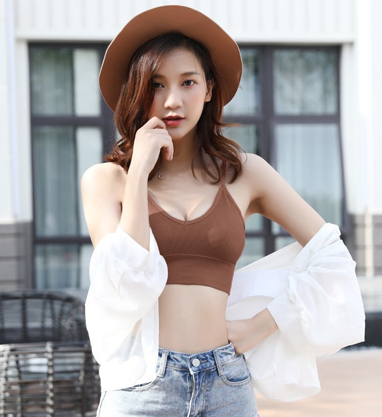 QA-800 BRALETTE CROP TOP BROWN