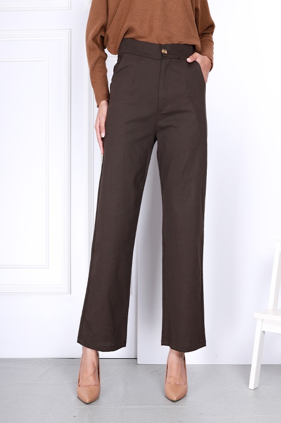 QA-802 ELASTIC PANTS BROWN