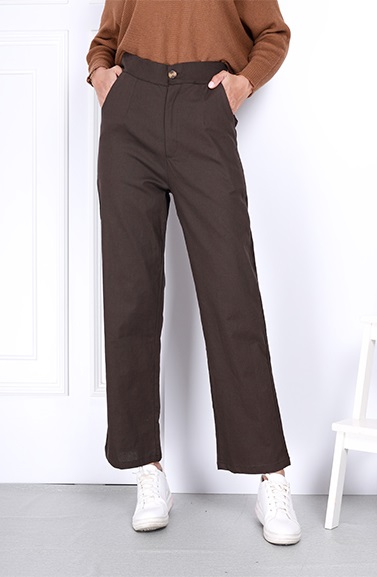 QA-802 ELASTIC PANTS BROWN