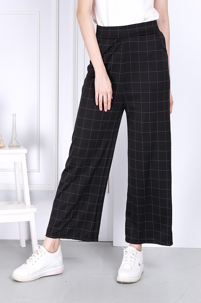 QA-813 CHECKERED PANTS BLACK