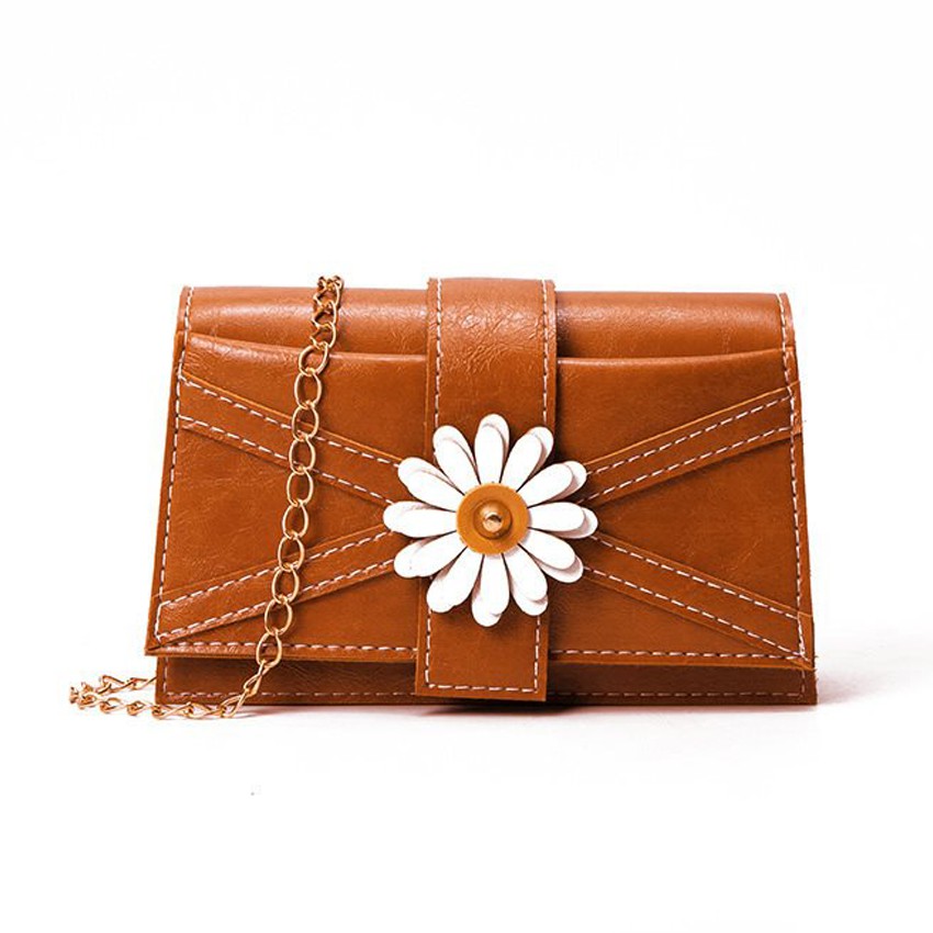 KW80853 Flower Sling Handbag Brown