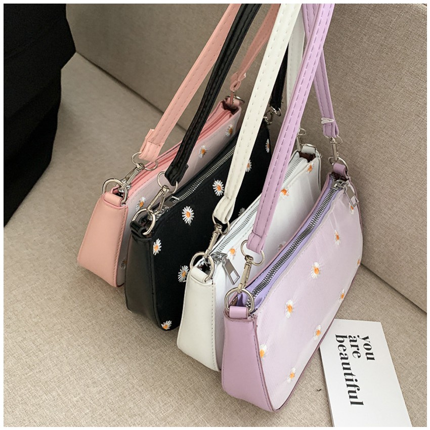 KW80874 Flower Sling Handbag Purple