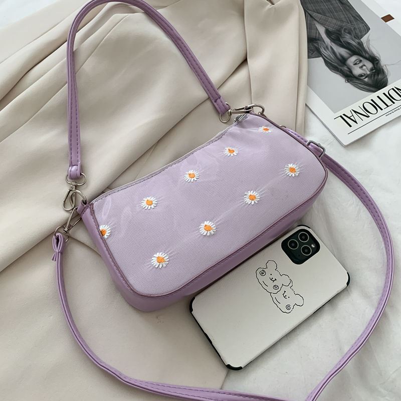 KW80874 Flower Sling Handbag Purple