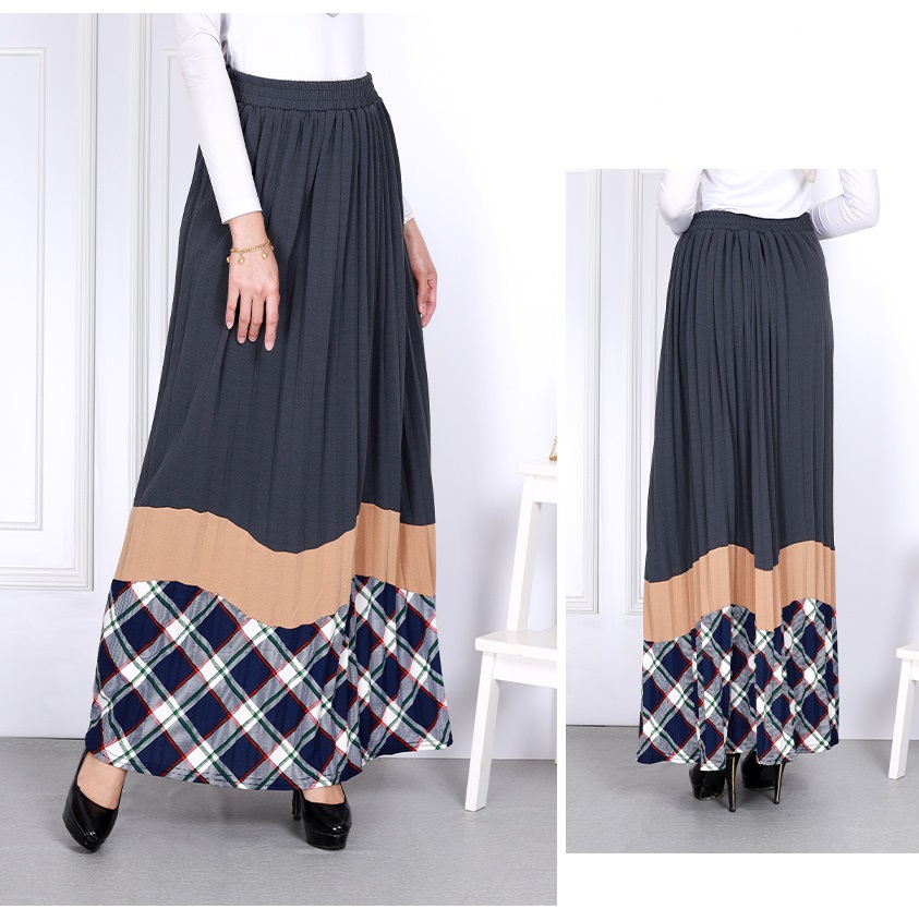 QA-816 PLEATED LONG SKIRTS GREY