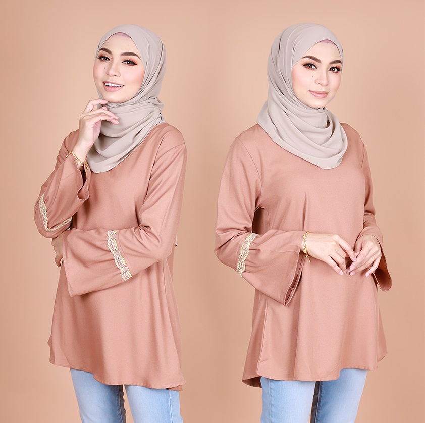 QA-817 MUSLIMAH FLARE BLOUSE KHAKI