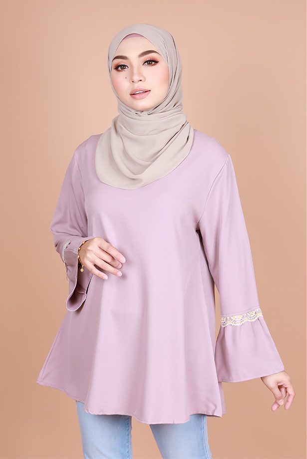 QA-817 MUSLIMAH FLARE BLOUSE LAVENDER