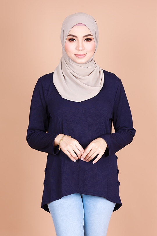 QA-820 LOW BASIC BLOUSE NAVY BLUE