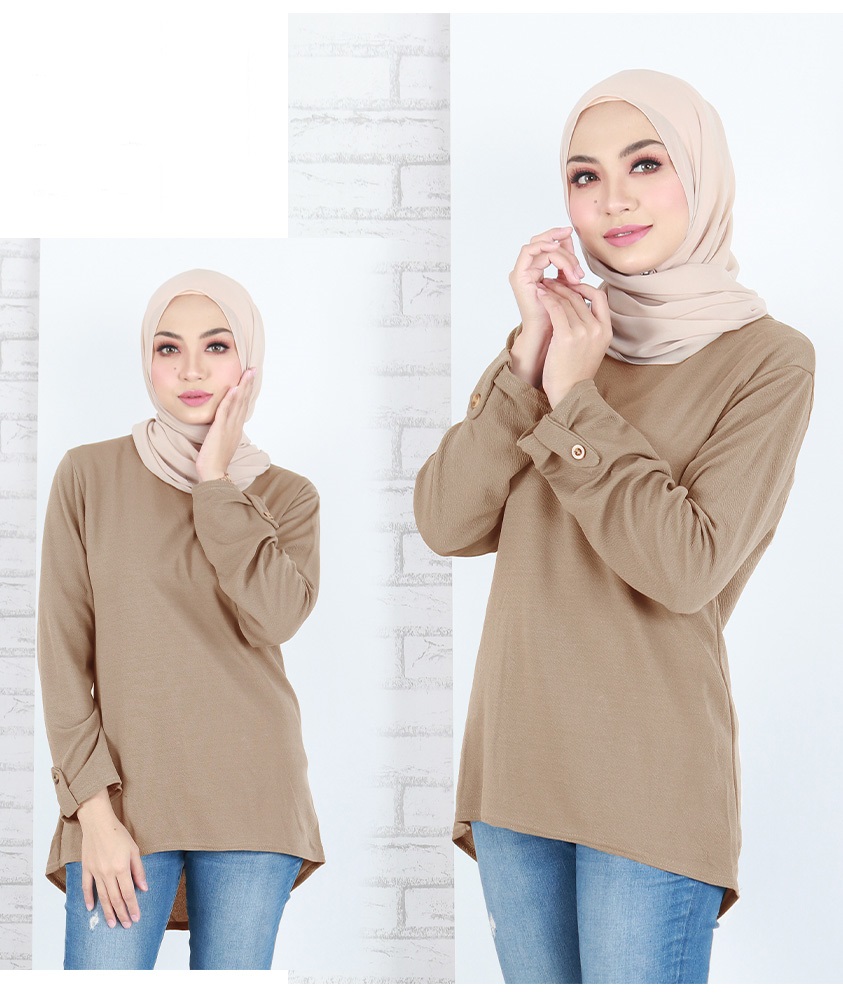 QA-823 PLUS SIZE SOLID BLOUSE CREAM