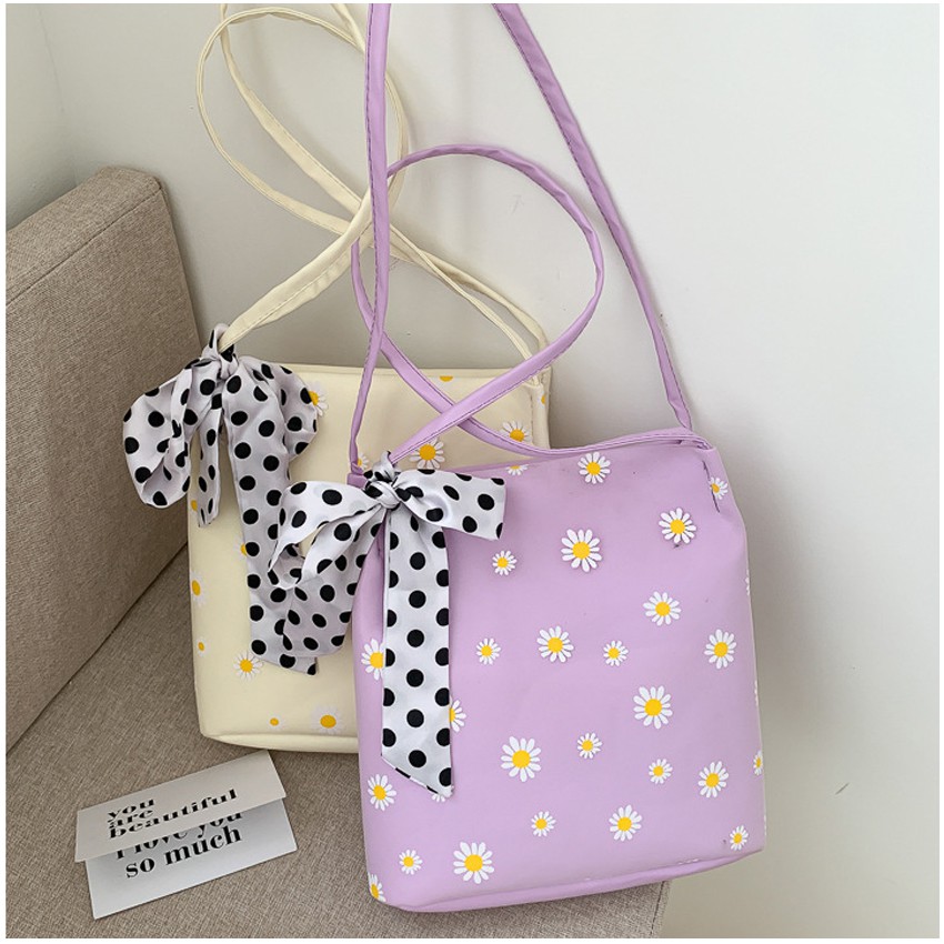 KW80907 Daisy Flower Tote Bag Purple