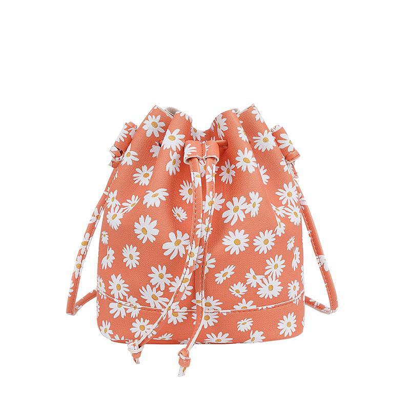 KW80910 Floral Bucket Handbag Orange