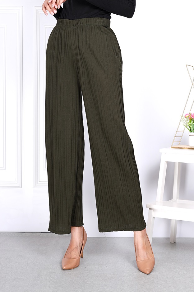 QA-832 PLEATED CASUAL PANTS ARMY GREEN