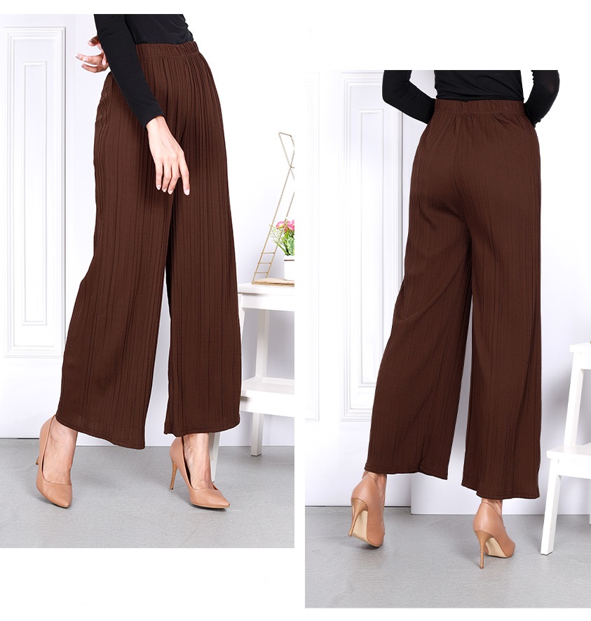 QA-832 PLEATED CASUAL PANTS DARK BROWN