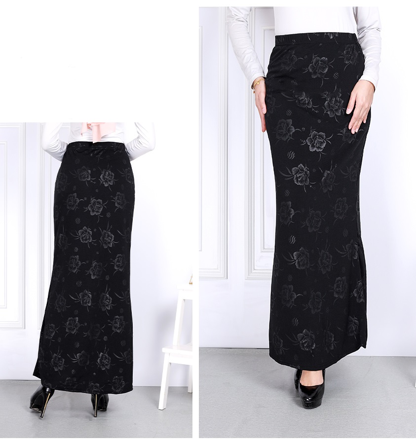 QA-829 FLOWER MERMAID SKIRT BLACK