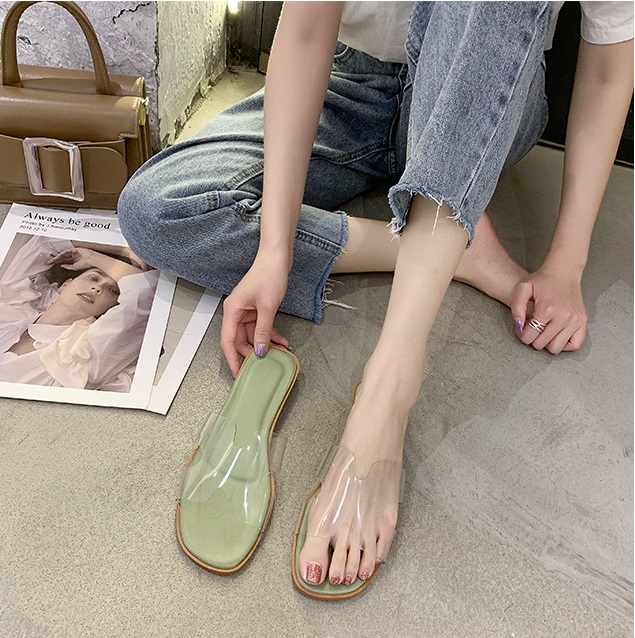 QA-827 TRANSPARENT CASUAL SANDAL GREEN