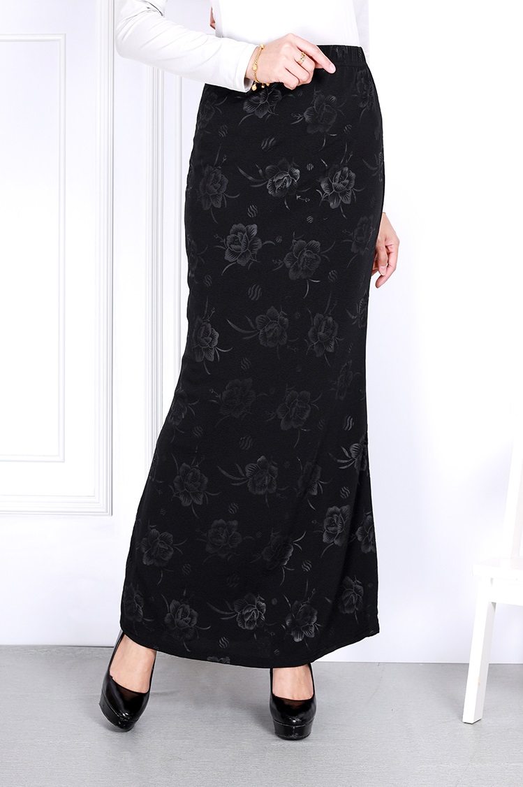 QA-829 FLOWER MERMAID SKIRT BLACK