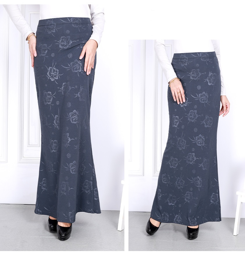 QA-829 FLOWER MERMAID SKIRT GREY