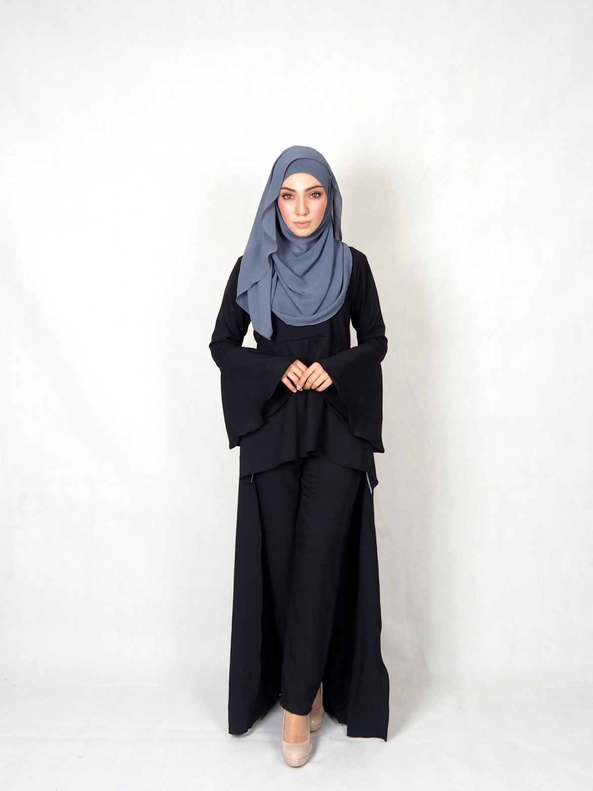 WT7707 Plus Size Blouse & Pant Black