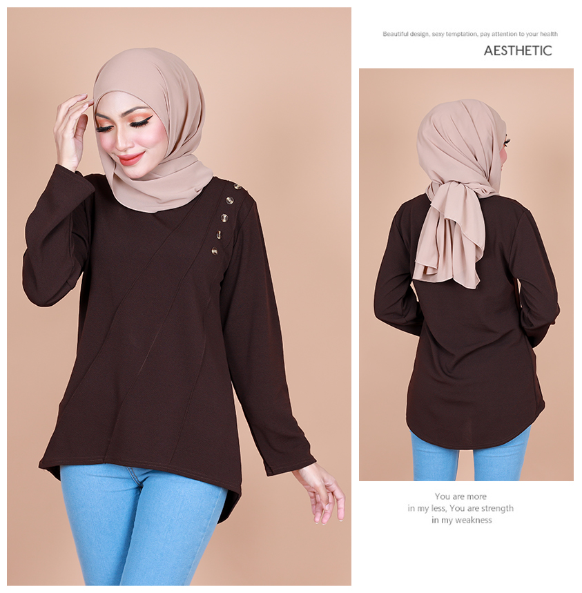 QA-845 - Stylish Simple Blouse Brown