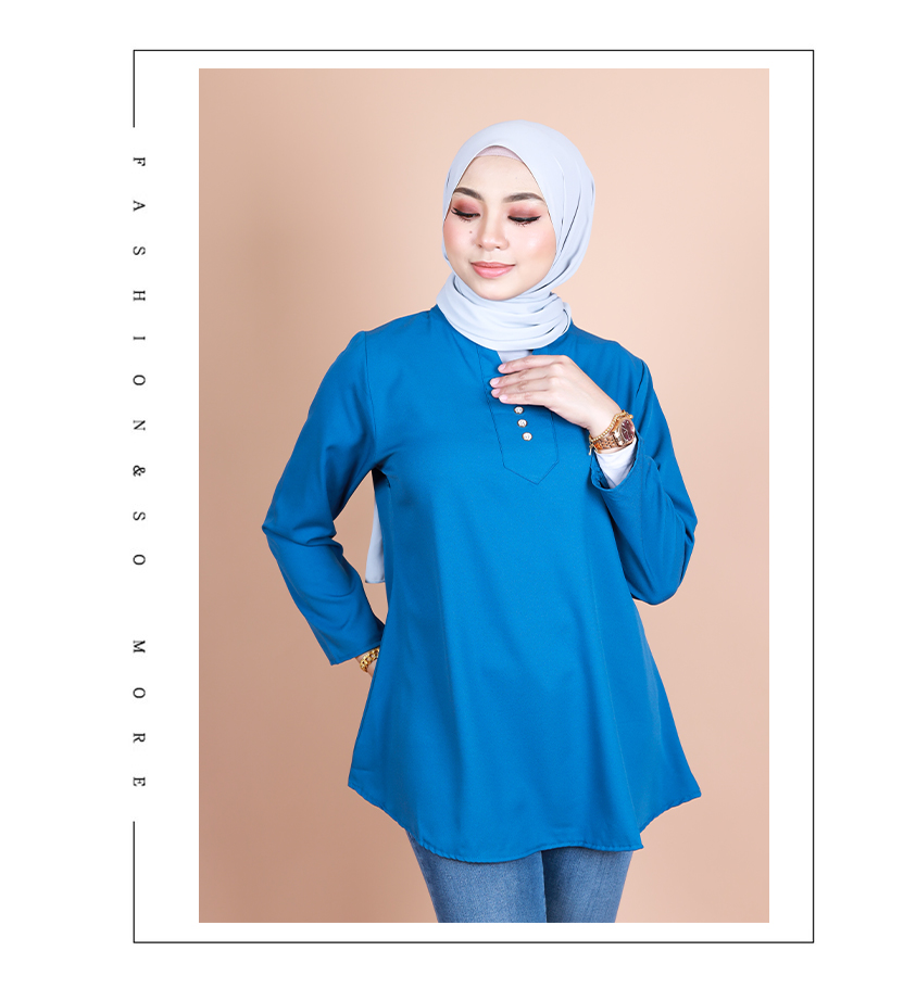 QA-839 - Stylish Front Button Blouse Blue