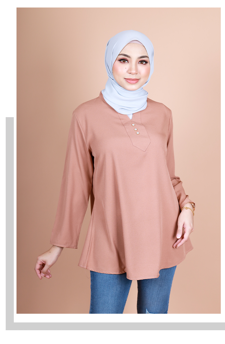 QA-839 - Stylish Front Button Blouse Khaki