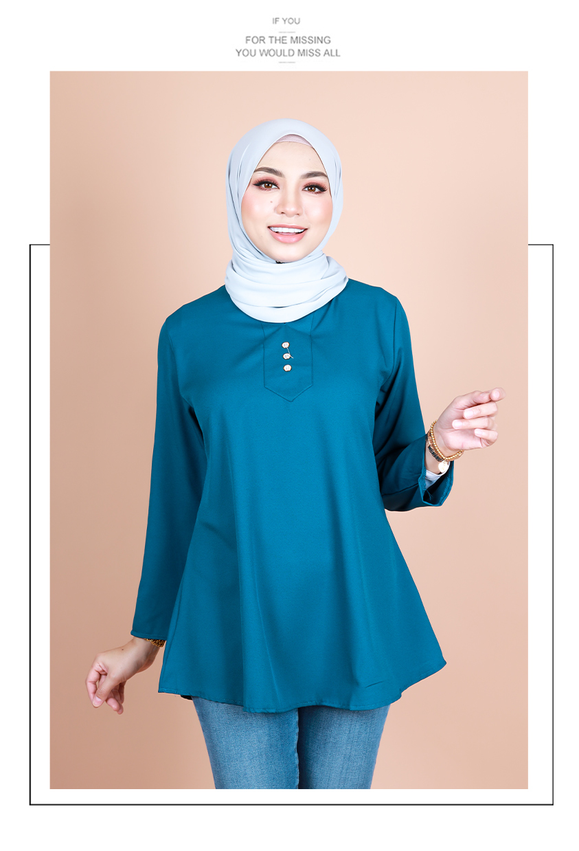 QA-839 - Stylish Front Button Blouse Teal