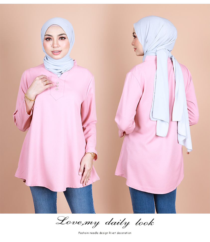 QA-839 - Stylish Front Button Blouse Light Pink