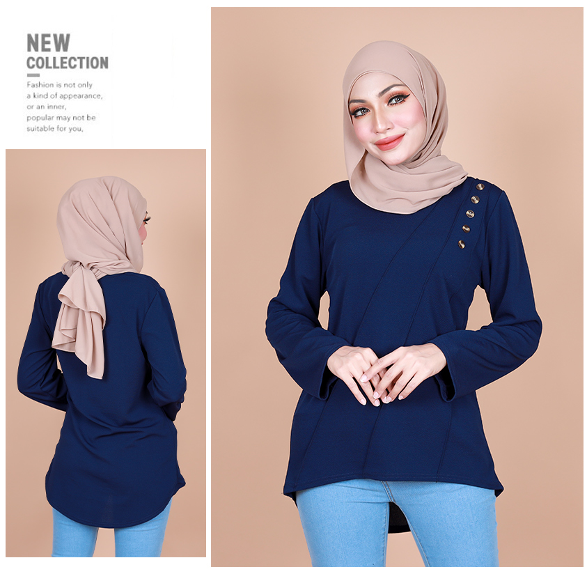 QA-845 - Stylish Simple Blouse Blue