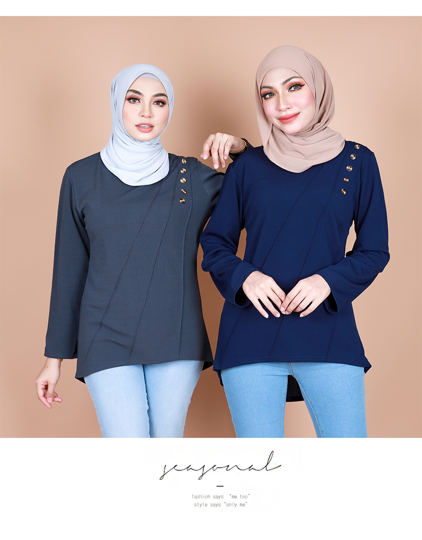 QA-845 - Stylish Simple Blouse Blue