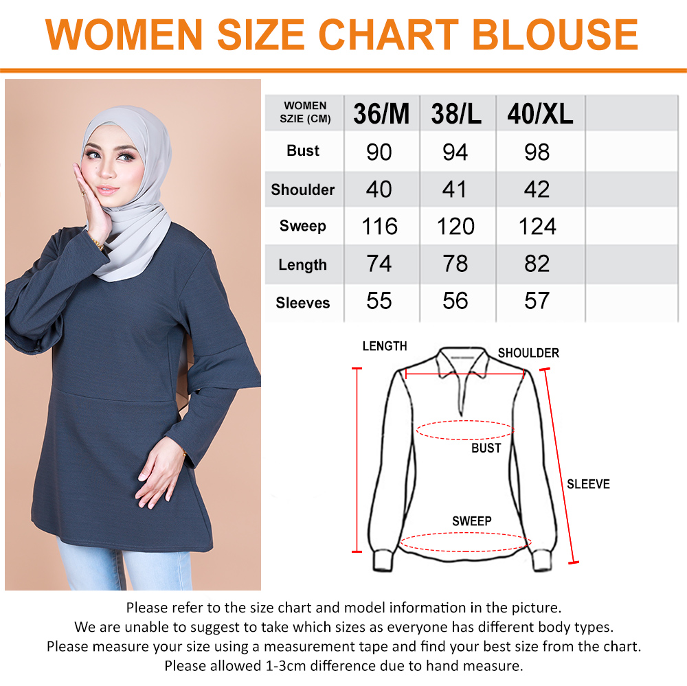 QA-870 - Fashion Dual Sleeve Classic Blouse Blue