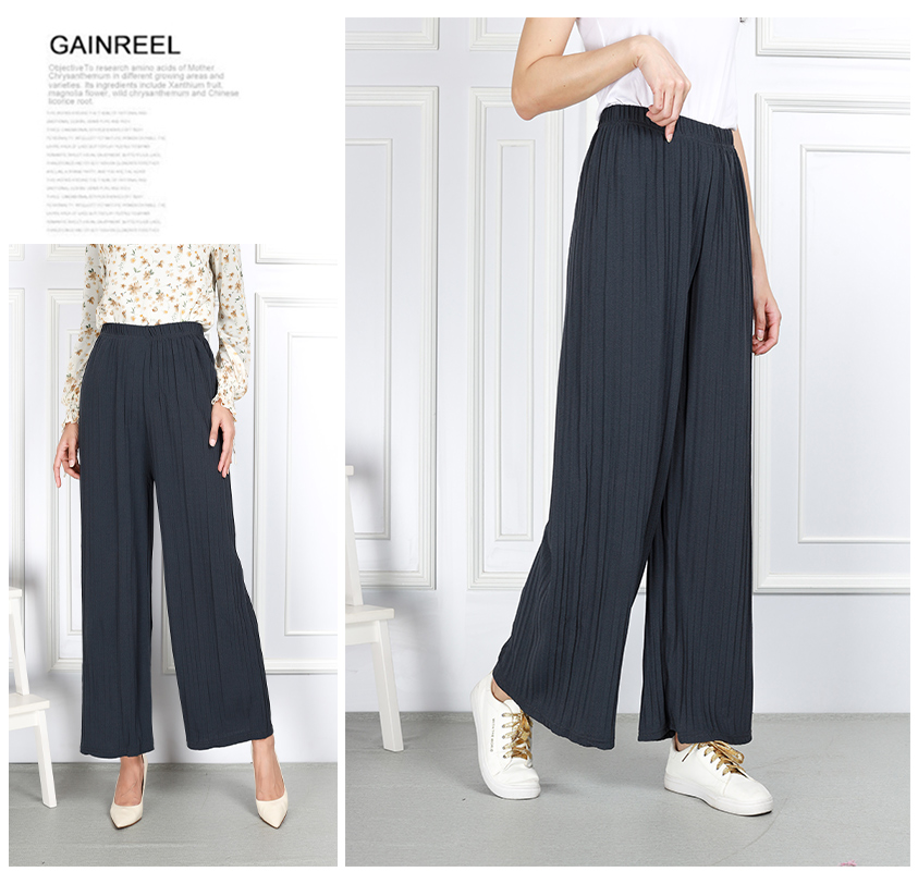 QA-859 - Trendy Elastic Pleated Pant Dark Grey