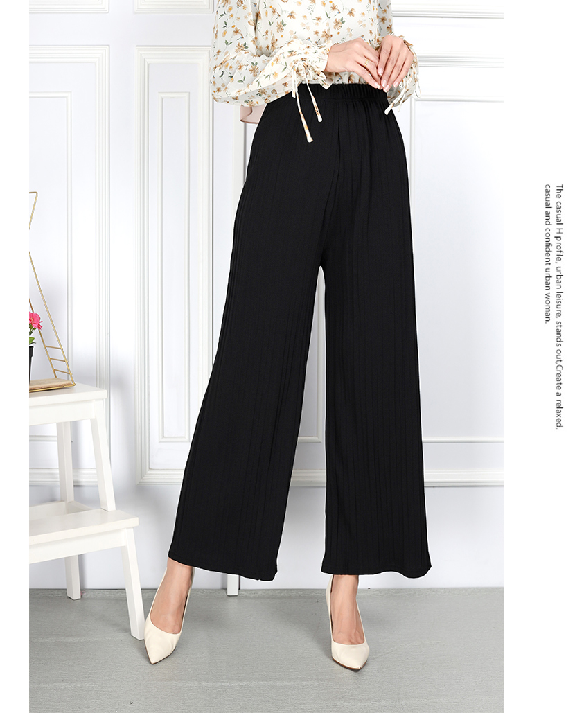 QA-859 - Trendy Elastic Pleated Pant Black