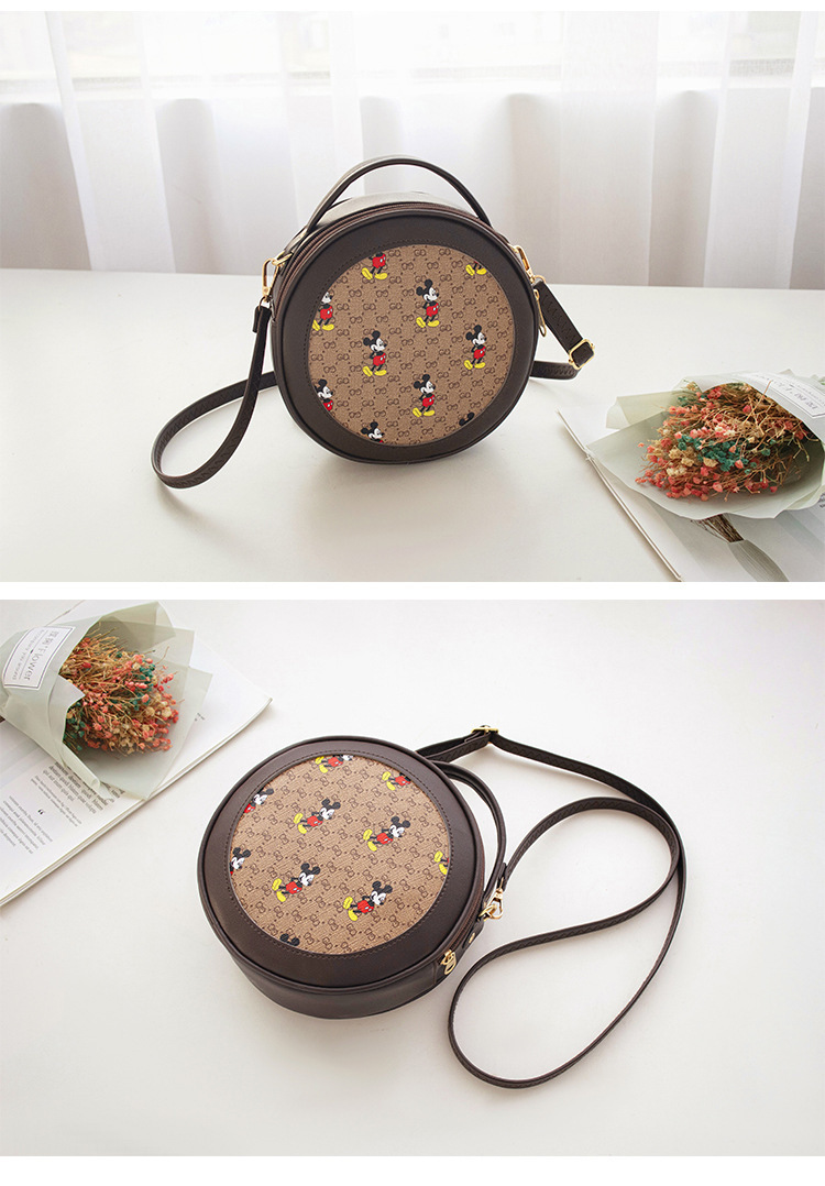 QA-861 - Stylish Round Sling Bag Brown