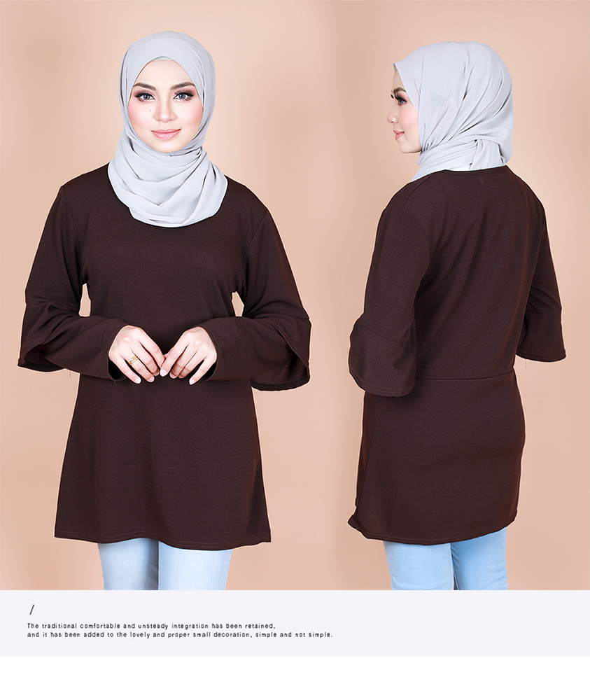 QA-870 - Fashion Dual Sleeve Classic Blouse Brown