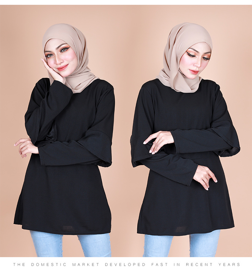 QA-870 - Fashion Dual Sleeve Classic Blouse Black