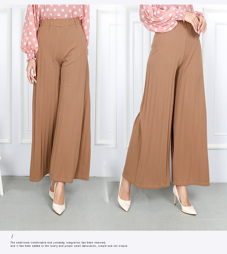 QA-869 - Pleated Wide Leg Palazzo Khaki