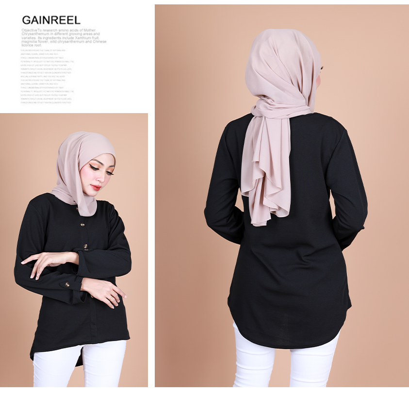 QA-857 - Stylish Long Sleeve Button Blouse Black